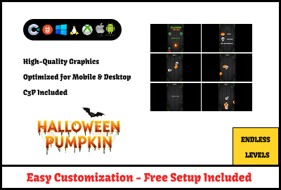 Halloween Pumpkin - Construct 3 Game (HTML5, AdMob, C3P) main cover image