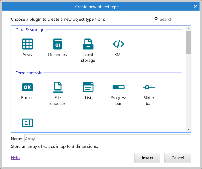 The Create New Object Type dialog