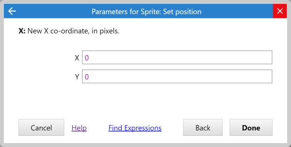 The Parameters dialog